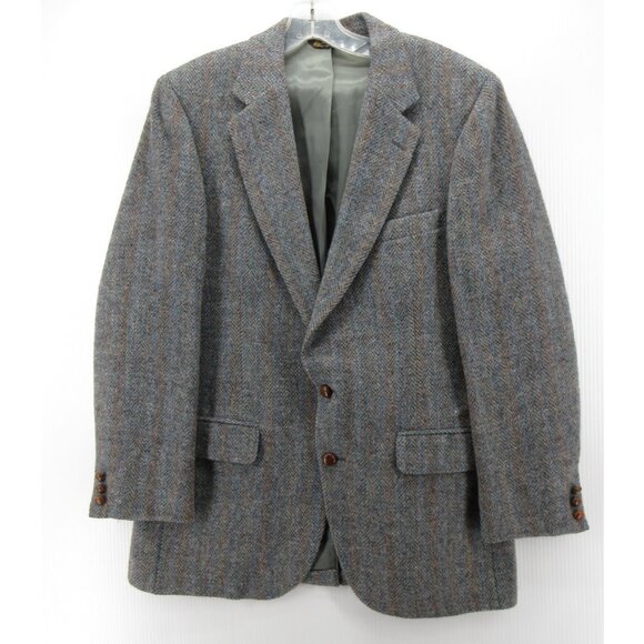 VINTAGE Harris Tweed Sport Coat 40 Handwoven Blazer Wool Herringbone *